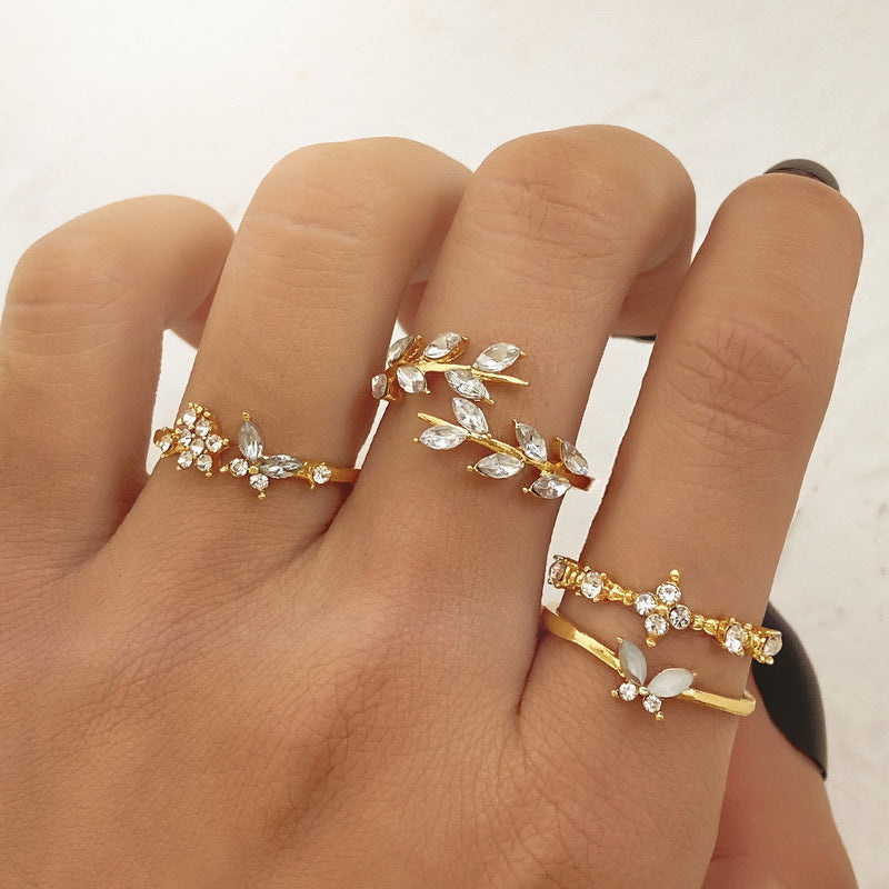 Butterfly Star Moon Diamond Ring Set for Women